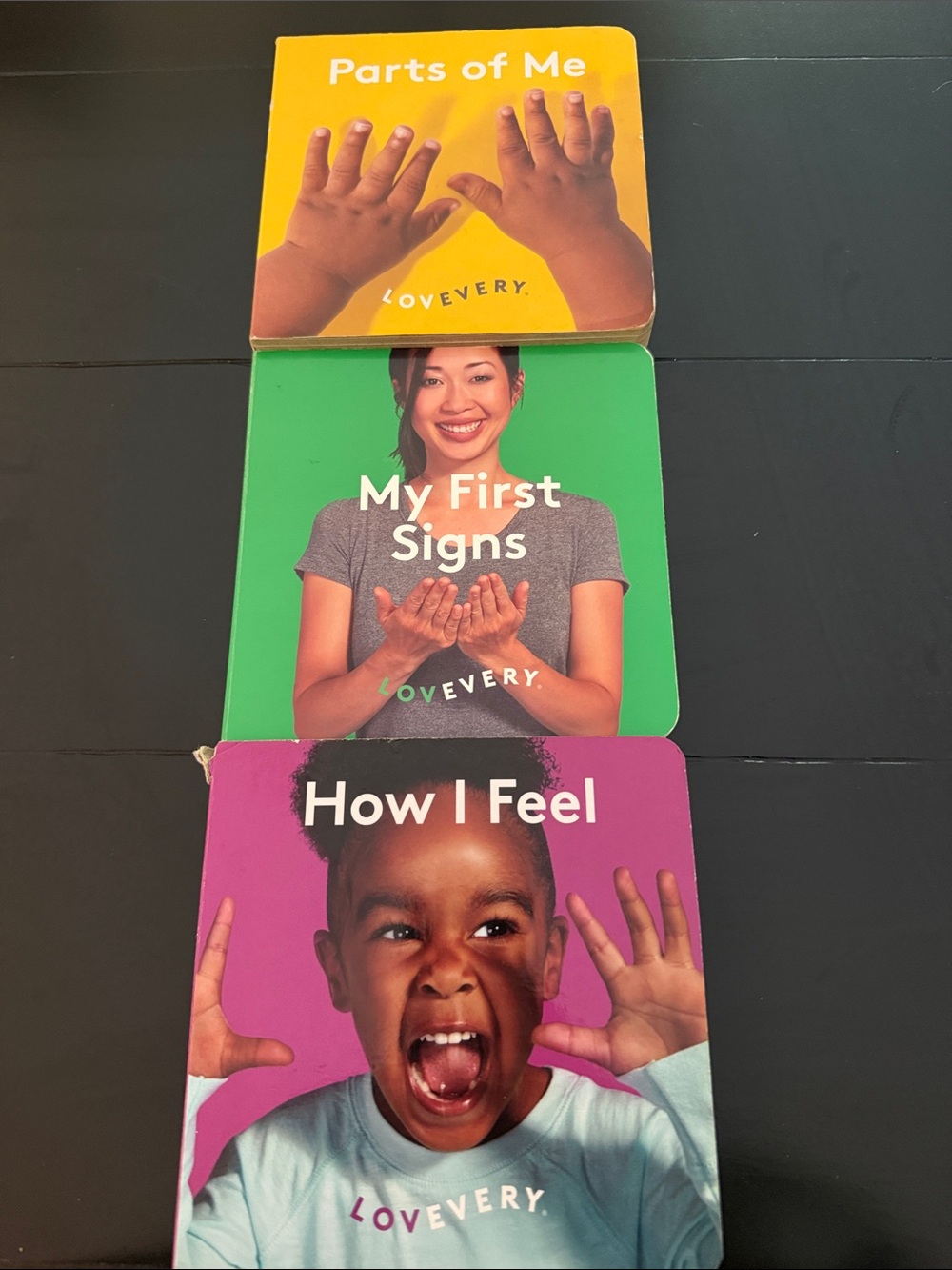 Lovevery Kids Board Book Set - Yellow, Green, Purple